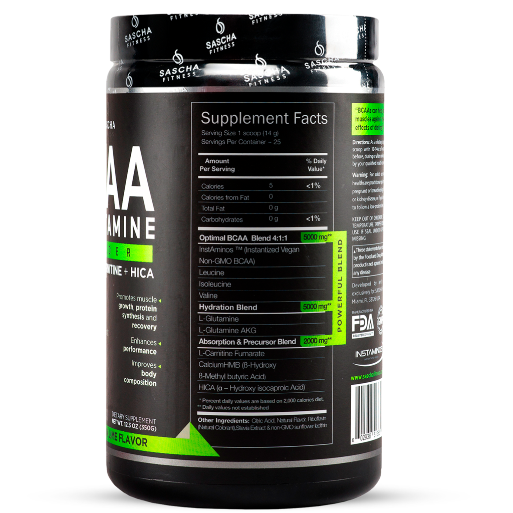 BCAA / Glutamina Sascha Fitness Original Sabor Limón Lima Natural