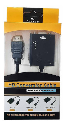 VGA-HDMI - Adaptador de VGA+Audio a HDMI, Convierte una salida de…