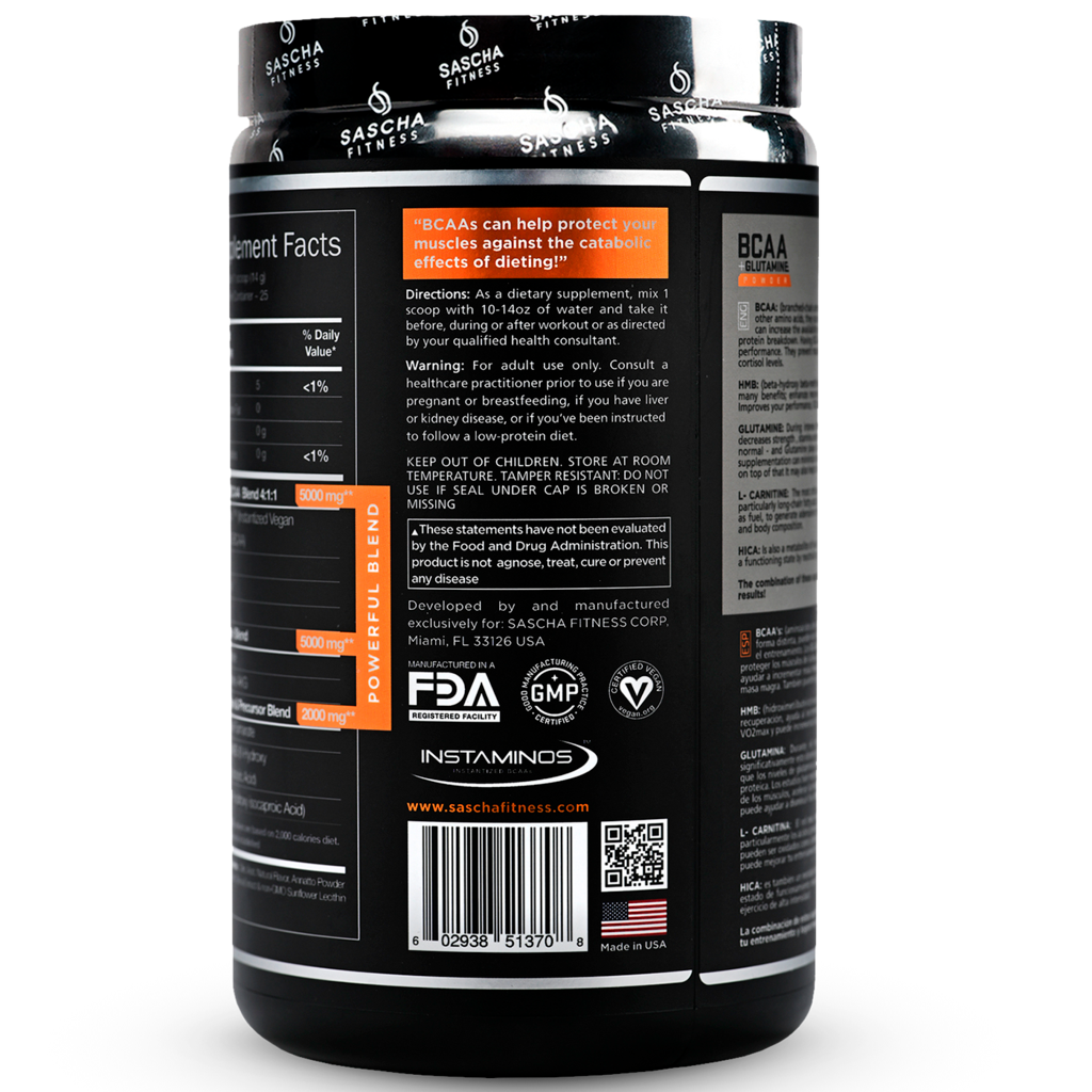 BCAA + Glutamina Sascha Fitness Original Sabor Mango Coco Natural