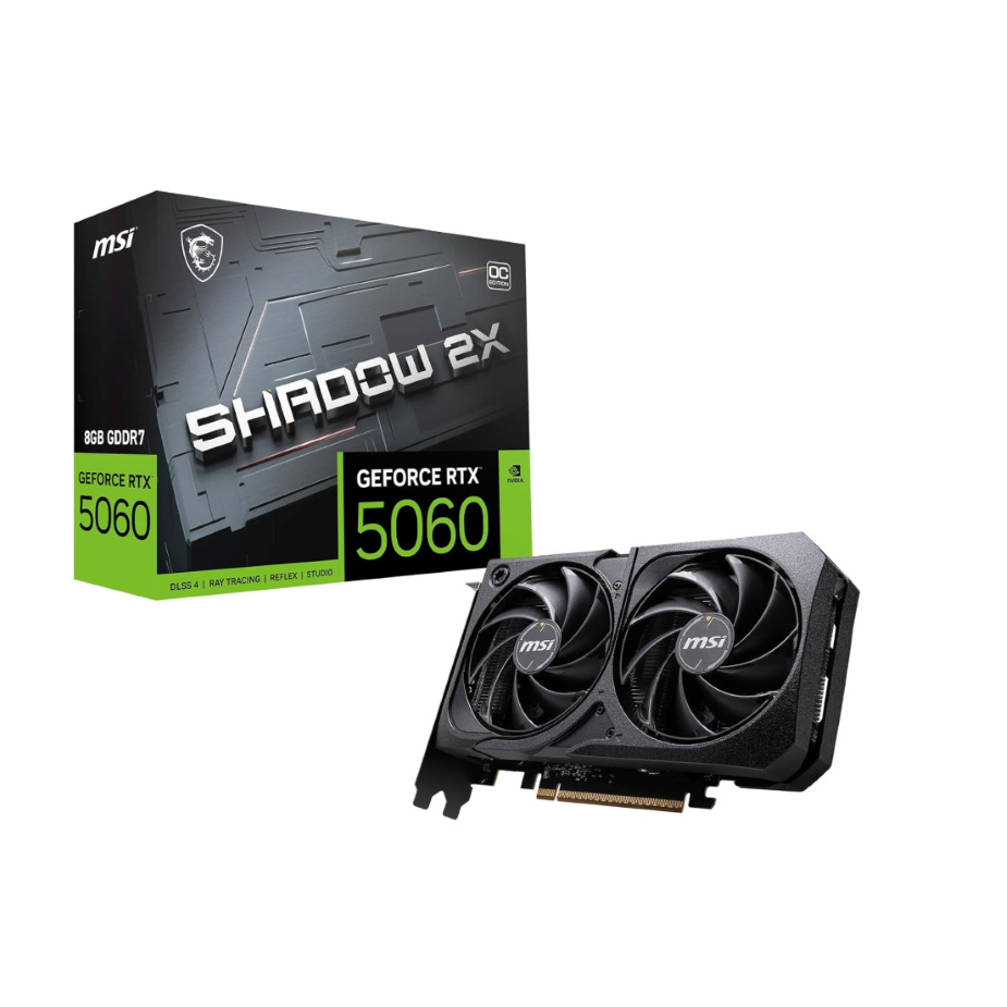 Tarjeta de Video MSI GeForce RTX 5060 Shadow 2X OC 8GB GDDR7 - Nuevo