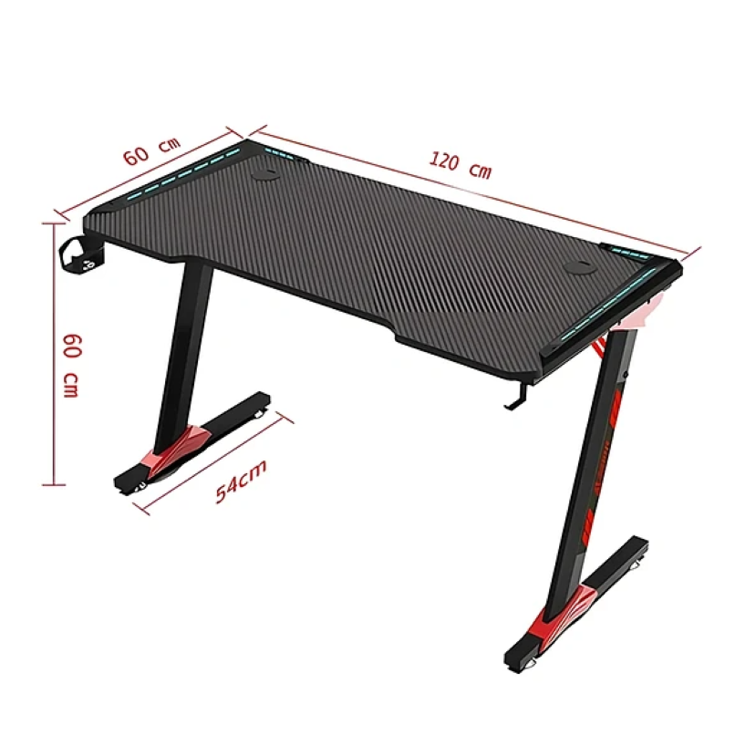 ESCRITORIO GAMER GTC GTA-002 120 cm | Iluminación LED | Apoyavasos | Gancho para Auriculares | Antideslizante | Nuevo
