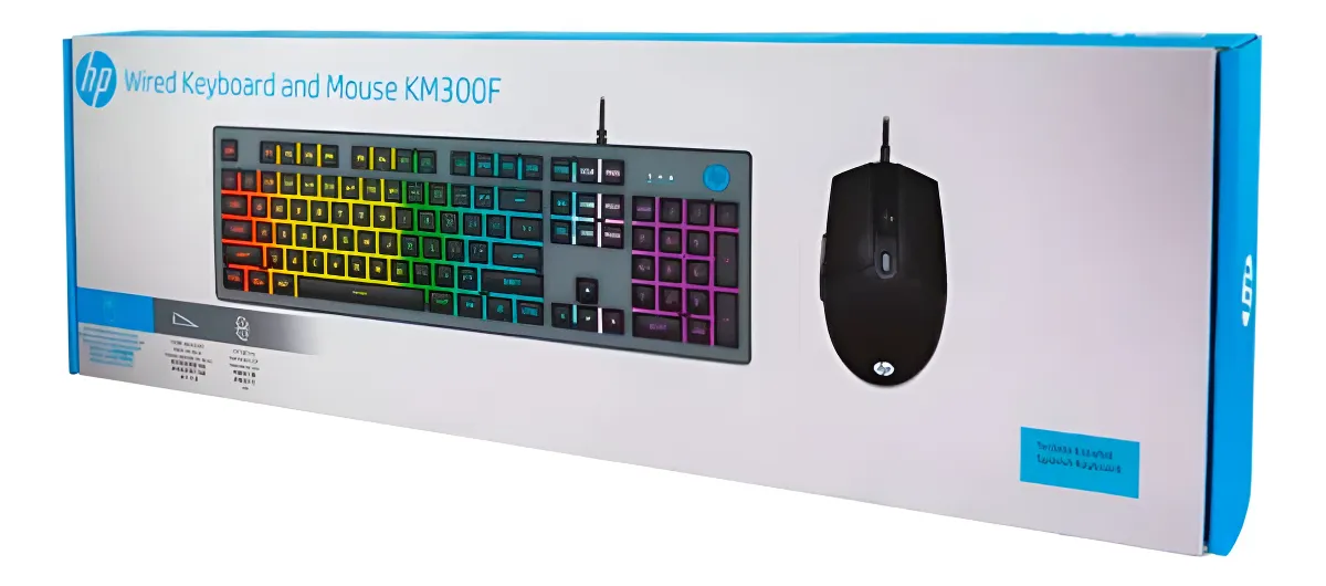 KIT MOUSE + TECLADO GAMER USB HP KM300F | Conexión USB | Iluminación LED | Nuevo