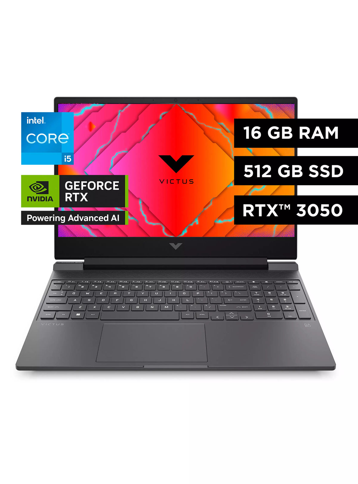 Notebook Gamer HP Victus 15-fa0026la 15.6" | Intel Core i5-12450H | 16GB RAM | 512GB SSD | RTX 3050 4GB | W11 | Reacondicionado Grado A