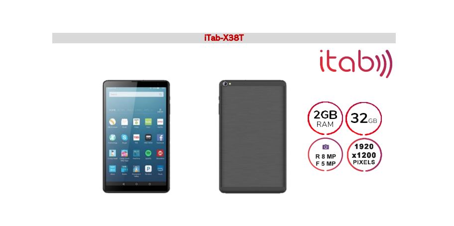 Tablet ITAB X38T 8" Full HD 2GB+32GB 4G LTE Android 10 Octa-Core - NUEVO