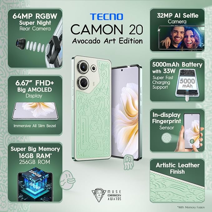 Celular Smartphone Tecno Camon 20 6.67” 8GB 256GB Art Edition - Nuevo
