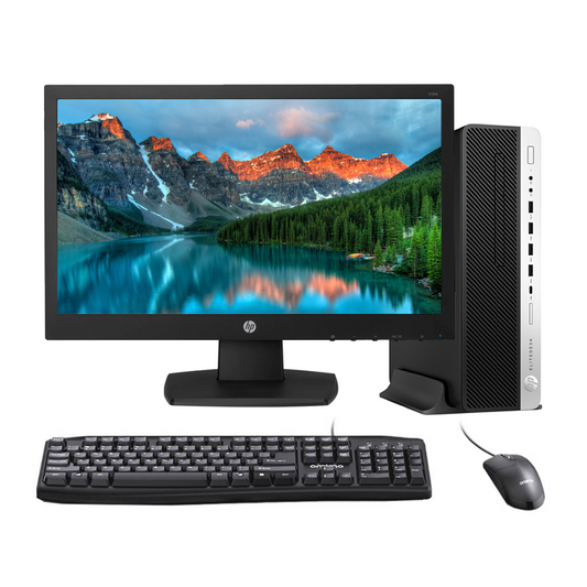 KIT Monitor + PC HP Elitedesk 800 G4 SFF (i5-8va 8GB 256GB SSD) - Reacondicionado Grado A