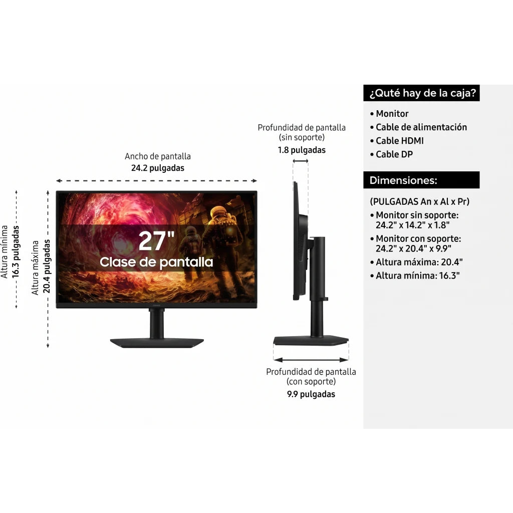 Monitor Gamer Samsung Odyssey G5 G50F 27" QHD 2560*2440 HDMI 180Hz 1ms GTG - Nuevo