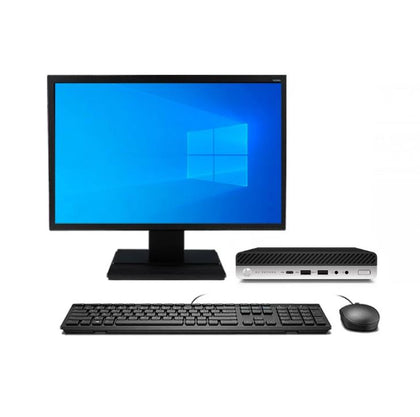 KIT MONITOR + MINI PC HP Prodesk 400 G3 (i5-7ma 8GB 500GB) + Teclado & Mouse Reacondicionado Grado A