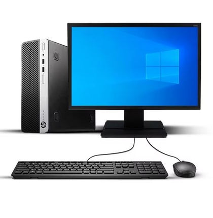 KIT MONITOR + PC HP Prodesk 400 G5 SFF (i5-8va 16GB 512GB SSD) + Teclado & Mouse Reacondicionado Grado A
