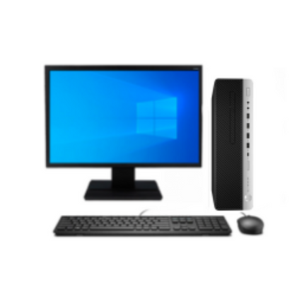 KIT MONITOR + PC Desktop HP Elitedesk 800 G3 SFF (i3 8GB 240GB SSD) + Teclado & Mouse Reacondicionado Grado A