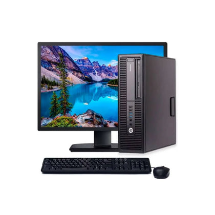 KIT MONITOR + PC HP Elitedesk 800 G1 SFF (i5-4ta 8GB 500GB) + Teclado & Mouse Reacondicionado Grado A