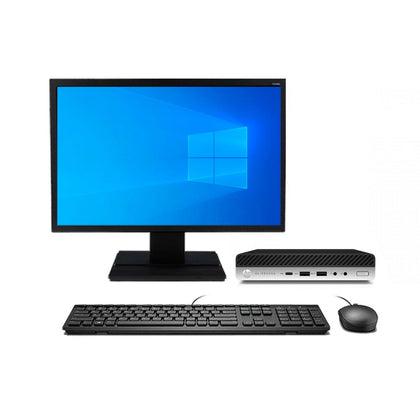 KIT MONITOR + MINI PC HP Elitedesk 800 G5 (i5-9na 8GB 500GB) + Teclado & Mouse Reacondicionado Grado A