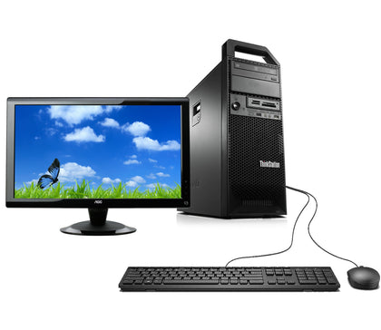 KIT MONITOR + PC Workstation LENOVO Thinkstation S30 (Intel XEON E5-1603 14GB 512GB SSD + 250GB HDD) + Teclado & Mouse Reacondicionado Grado A