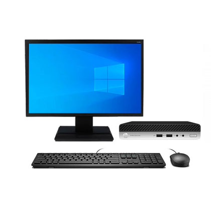 KIT MONITOR + MINI PC HP Prodesk 400 G5 (i7-9na 16GB 256GB SSD) + Teclado & Mouse Reacondicionado Grado A