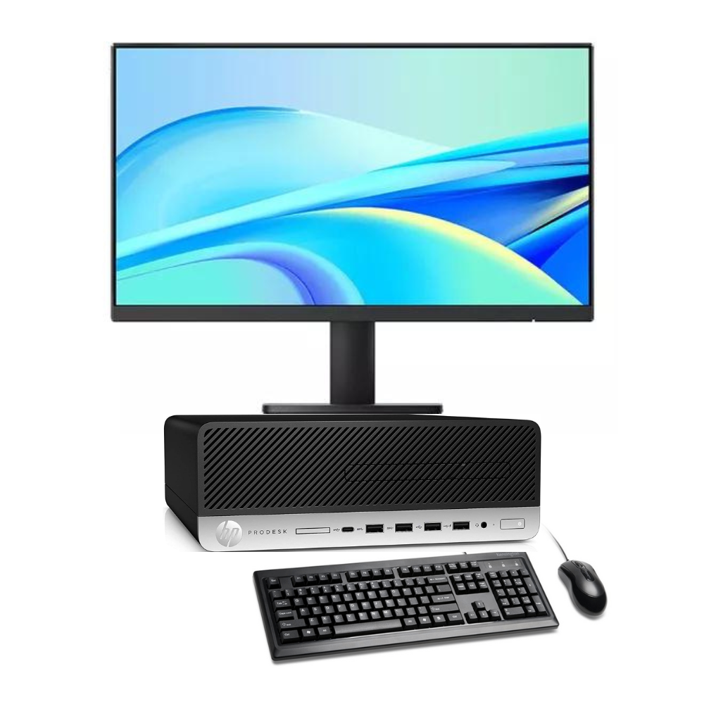 KIT MONITOR + PC HP ProDesk 600 G4 SFF | Intel Core i5 8ª Gen | 8GB RAM | 256GB SSD | WIFI | W11 | Reacondicionado Grado A