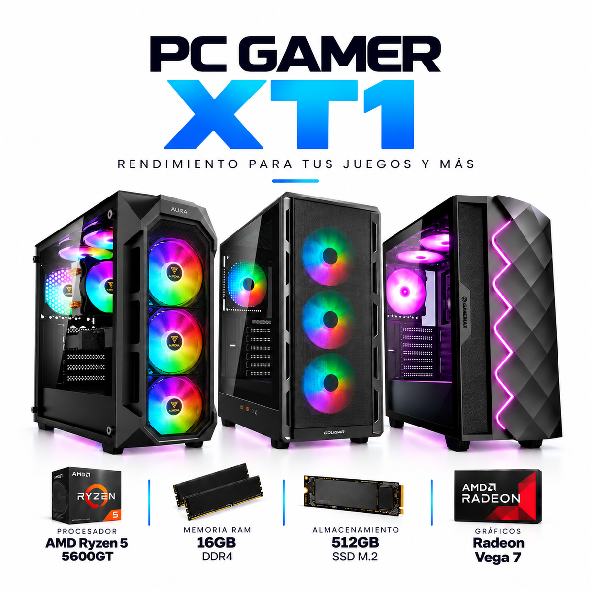 PC Gamer XT1 Ryzen 5 5600GT 512GB SSD M.2 16GB Radeon Vega 7