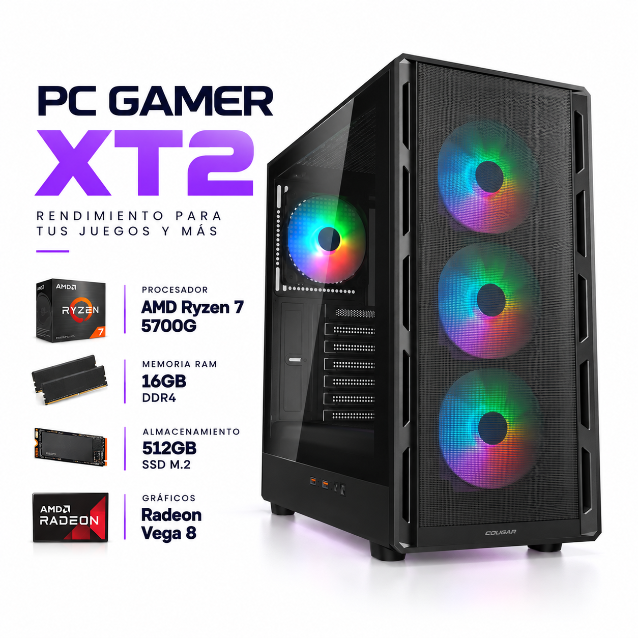 Windowsデスクトップ ETHCHIA R7 5800X/64G/SSD2T+72T/RTX3060x2 PC Gamer XT2 (AMD Ryzen 7 5700G 16GB DDR4 512GB SSD M.2 + Radeon