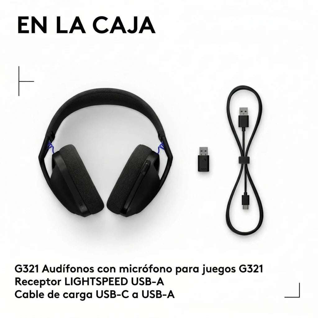 Audífonos Gamer Logitech G321 BT 5.2 USB-C/USB-A Negro - Nuevo
