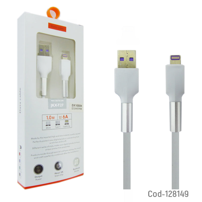 Cable USB A Lightning, Datos Y Carga, 1 Metro, 6 Amper