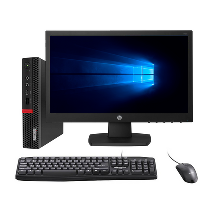 KIT MONITOR + MINI PC Desktop Lenovo ThinkCentre M720Q TFF (i7-8va 8GB 512GB SSD) + Teclado & Mouse Reacondicionado Grado A